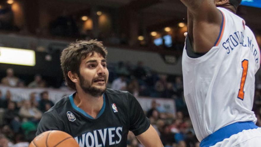 Ricky Rubio durante el partido contra los Knicks.