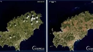 La sequía en Ibiza, a vista de satélite
