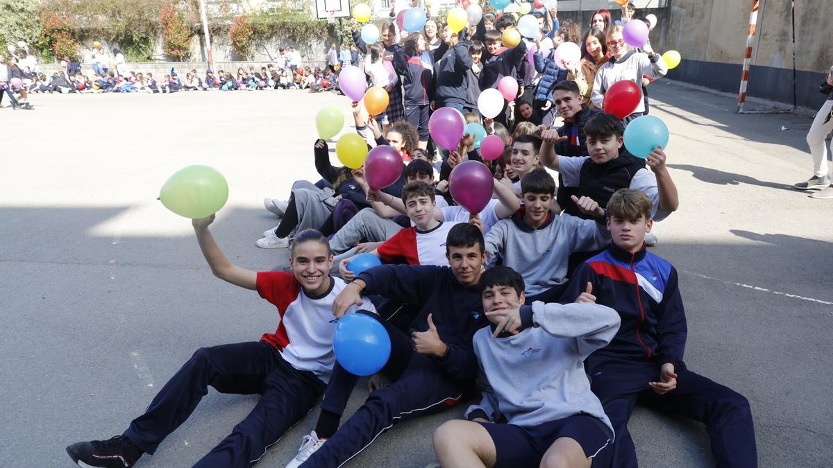 Alumnos del colegio de La Milagrosa, esta mañana.