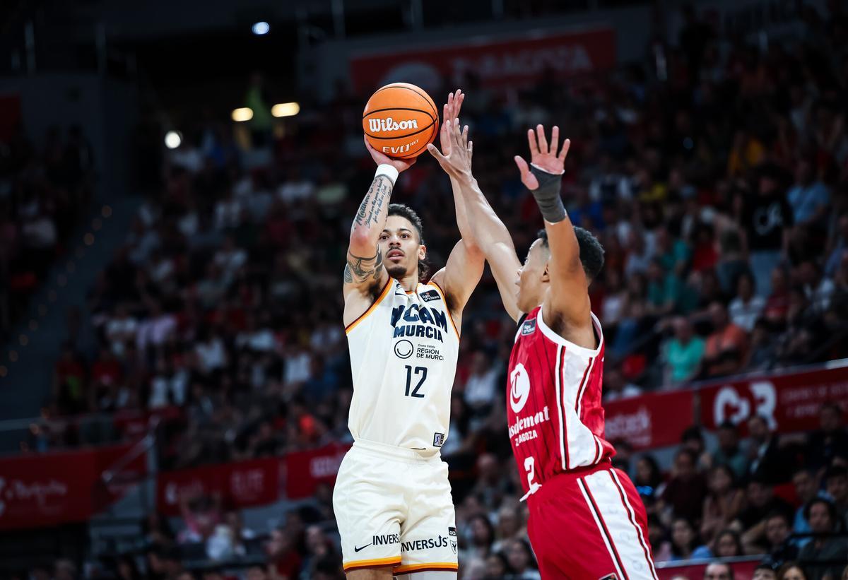Jonah Radebaugh, capitán del UCAM Murcia, durante el partido ante el Casademont Zaragoza.