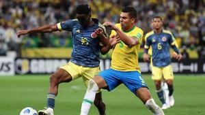 Casemiro, de Brasil, en el partido contra Colombia.