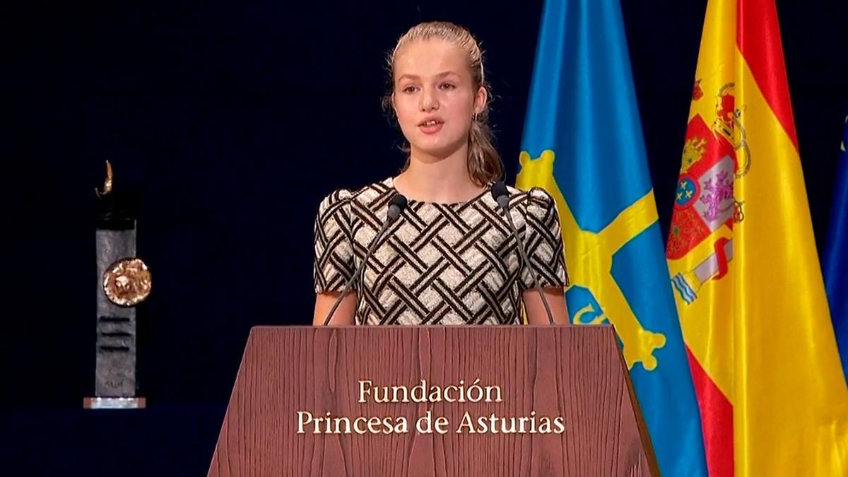 La Princesa de Asturias durante el discurso en el Teatro Campoamor