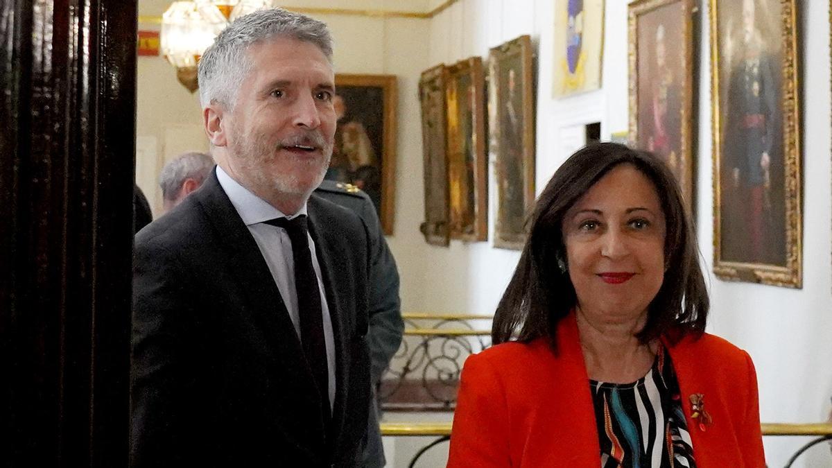 MADRID. 21.03.2019. Grande Marlaska, ministro de Interior y Margarita Robles, ministra de Defensa, en el acto de entrega de premios de la Guardia Civil. FOTO: JOSÉ LUIS ROCA.