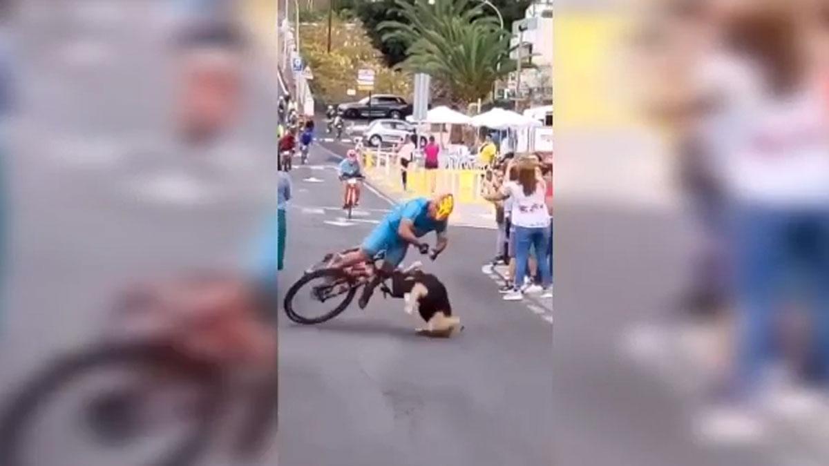 ¡Qué duro! Una asistente cruza la línea de meta en pleno sprint y el accidente es estremecedor