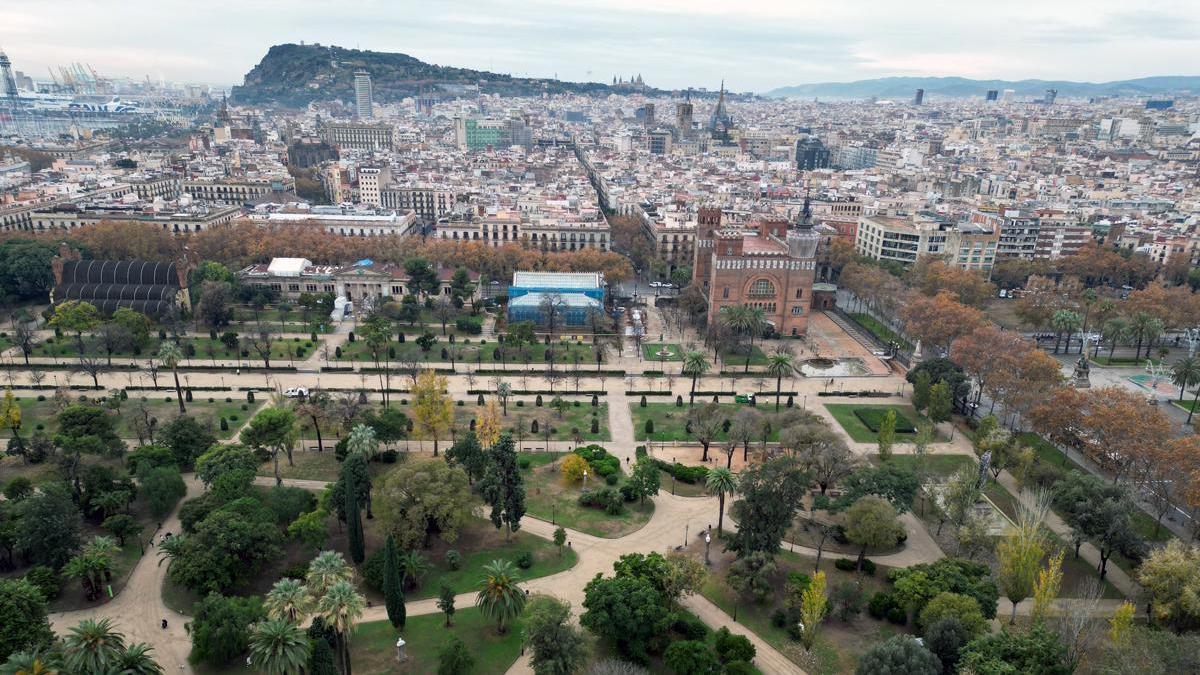 Vista aérea del parque de la Ciutadella.