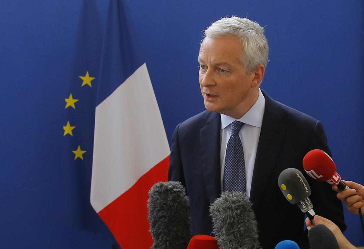 French Finance Minister Bruno Le Maire speaks to the media during a press conference at the finance ministry in Paris, France, Saturday, July 27, 2019. After Trump slammed the foolishness of the tax in a tweet Friday and promised reciprocal action, French Finance Minister Bruno Le Maire said France will implement it anyway.(AP Photo/Michel Euler)