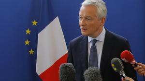 French Finance Minister Bruno Le Maire speaks to the media during a press conference at the finance ministry in Paris, France, Saturday, July 27, 2019. After Trump slammed the foolishness of the tax in a tweet Friday and promised reciprocal action, French Finance Minister Bruno Le Maire said France will implement it anyway.(AP Photo/Michel Euler)