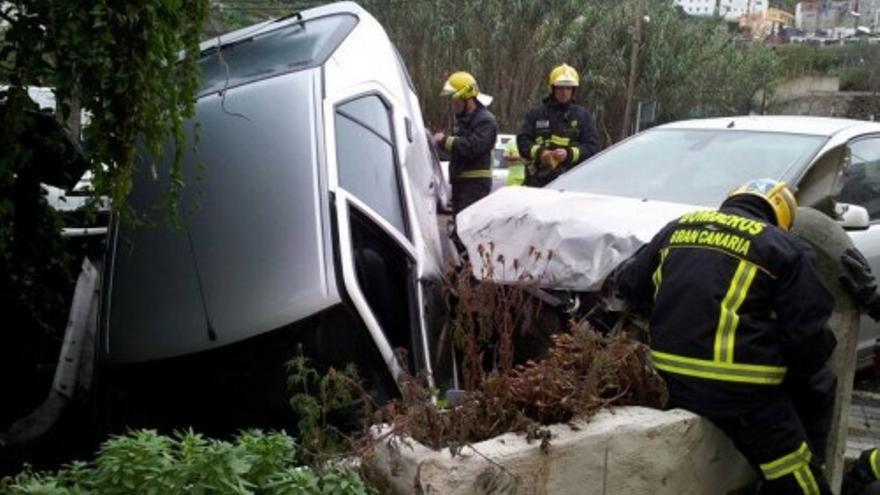 Accidente de dos coches en Teror