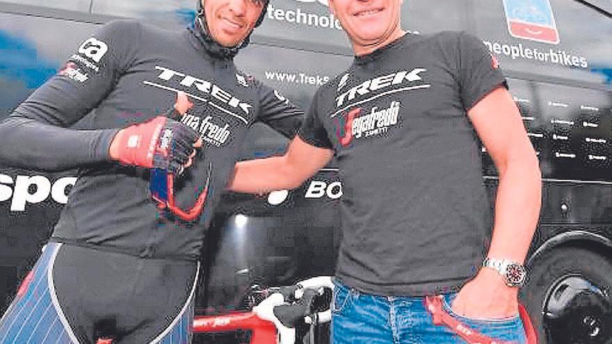 Alberto Contador amb Steven de Jongh, quan van coincidir al Trek.