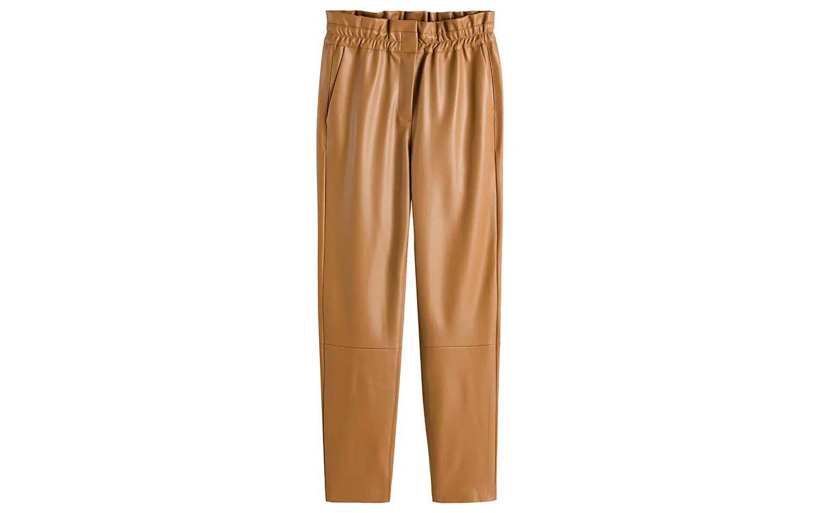 Pantalones efecto piel en color camel de La Redoute