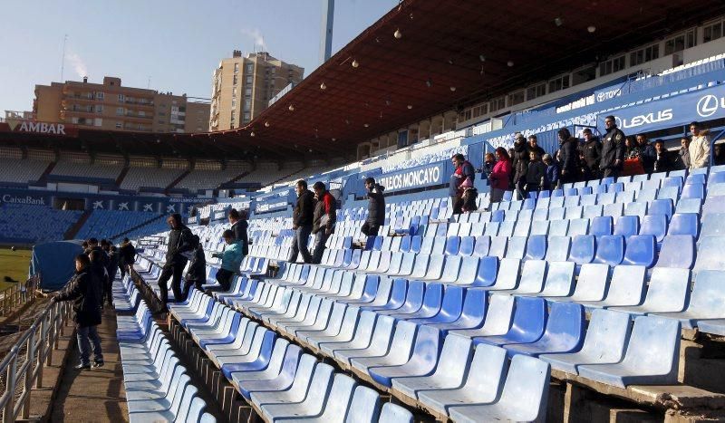 Entrenamiento a puerta abierta del Real Zaragoza en La Romareda