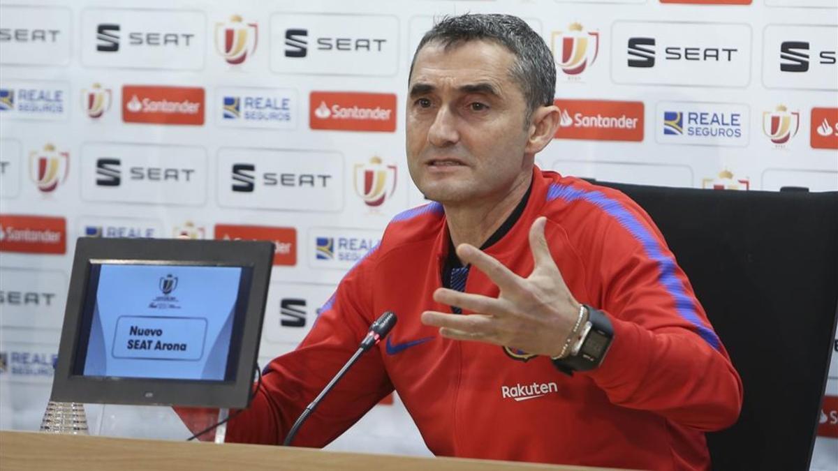 Ernesto Valverde, durante la rueda de prensa previa a la final de Copa