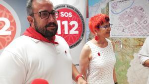 Javier Remírez, vicepresidente del Gobierno de Navarra, y Santos Induráin, consejera de Salud, en su visita a la Sala de SOS Navarra.