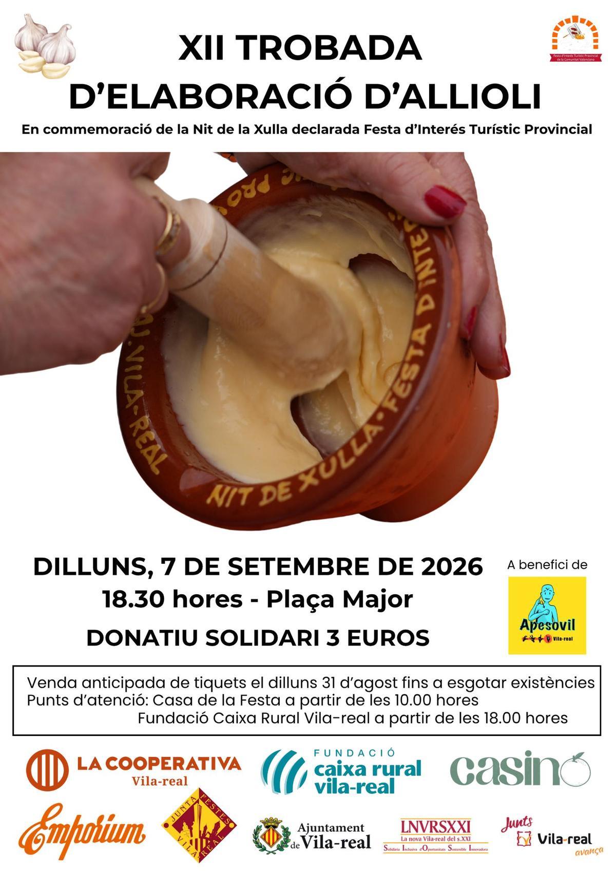 Cartell anunciador de la Trobada d'Elaboració d'Allioli de les festes de la Mare de Déu de Gràcia.