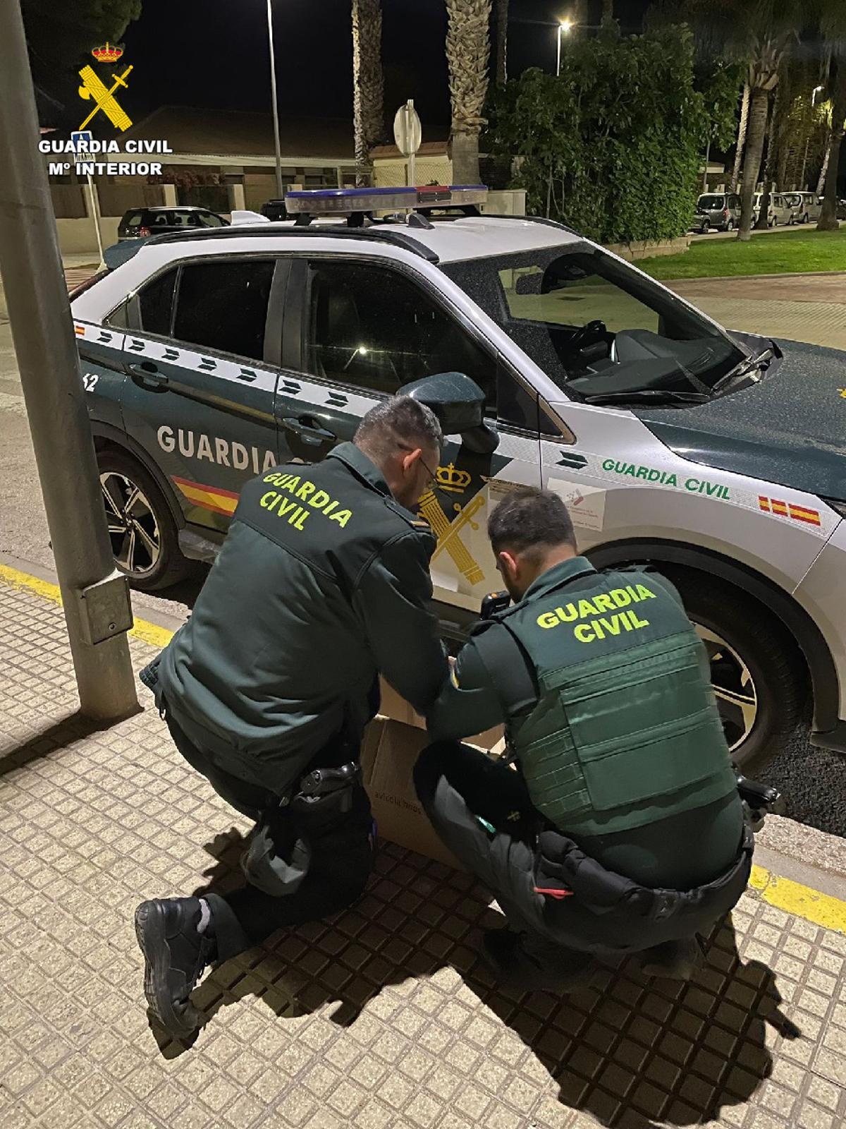 Los agentes de la Guardia Civil de Carlet requisaron los cuatro gallos de pelea.