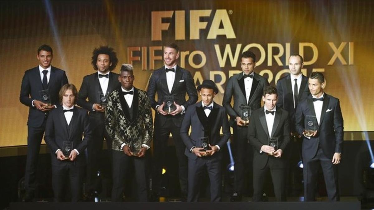 Los integrantes del 11 ideal del 2015, según la FIFA.