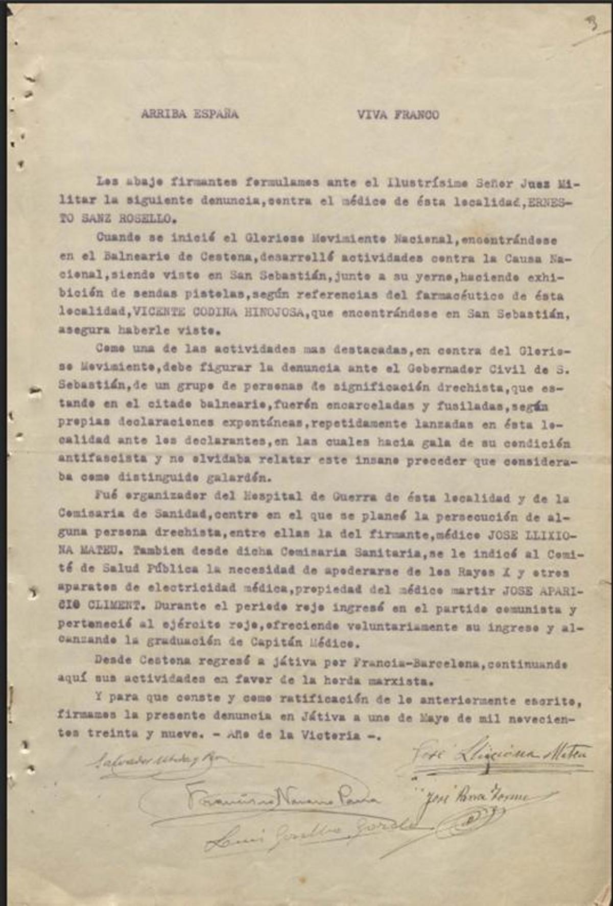 Denuncia contra Ernesto Sanz.