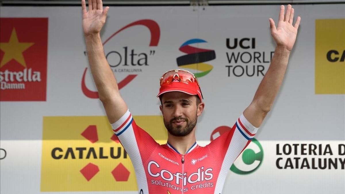 Nacer Bouhanni, en el podio de Calella de la Volta