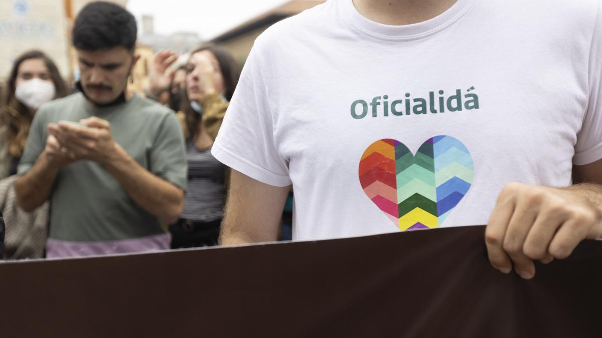 Los partidarios de la cooficialidad del asturiano se manifiestan en Oviedo