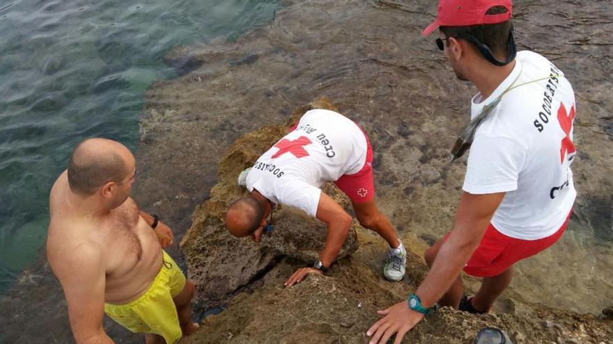 Un bañista encuentra en la playa del Arenal de Xàbia la basa de una columna romana