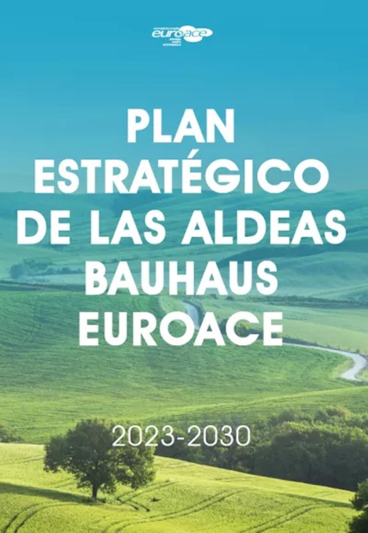 Cartel del proyecto transfronterizo ‘Aldeas Bauhaus Euroace: Revitalización de entornos rurales Aldeas Bauhaus de la eurorregión Alentejo-Centro-Extremadura´
