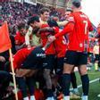 Los jugadores del Mallorca, celebrando el gol de Samu Costa ante el Espanyol.