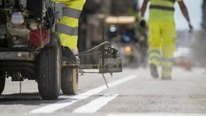 Trabajadores de una obra pública en Barcelona