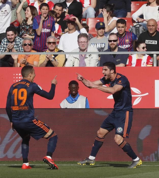 La celebración del gol de Guedes en Girona