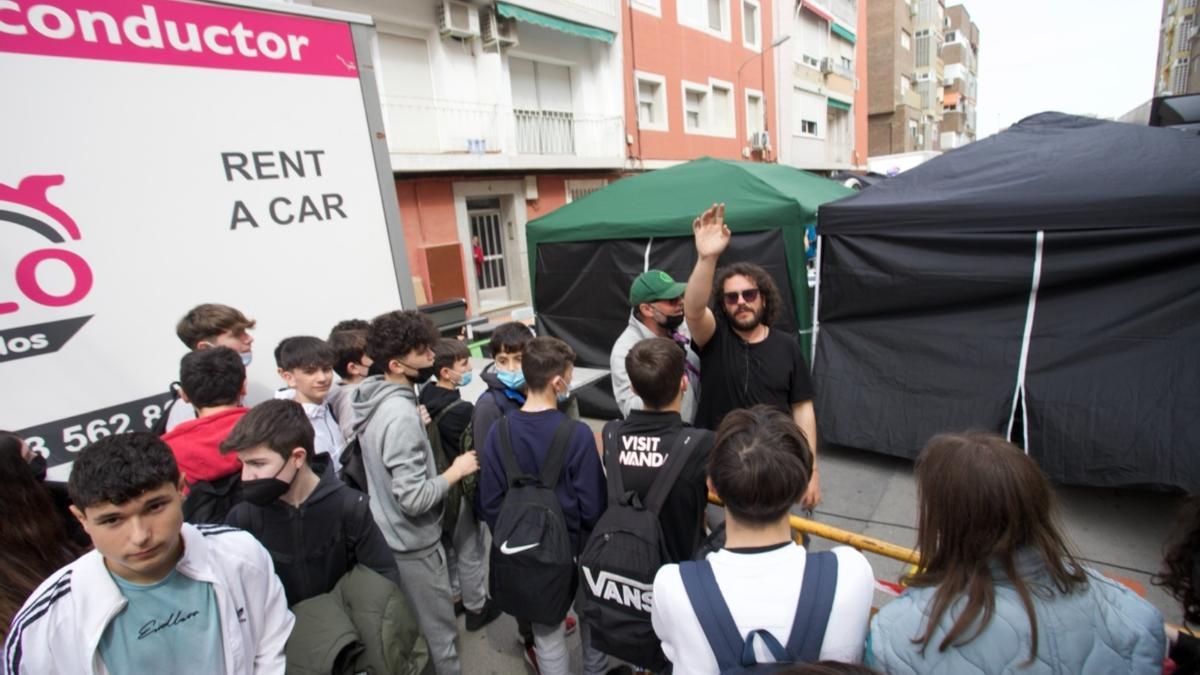 Un momento del rodaje en el barrio de Santa María de Gracia