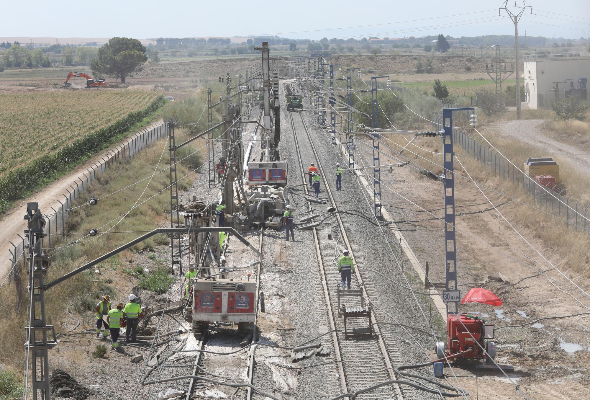 Las obras de Adif en Zuera, a toda máquina