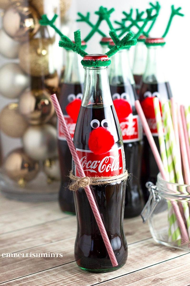 Decoración navideña con botellas