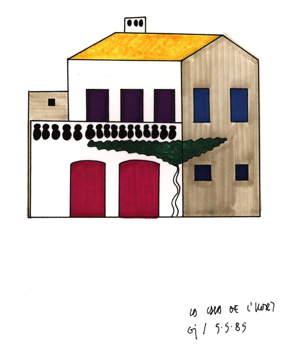 "La casa de l'hort. 5-5-85" Tinta xinesa i rotulador sobre paper parchemín.
