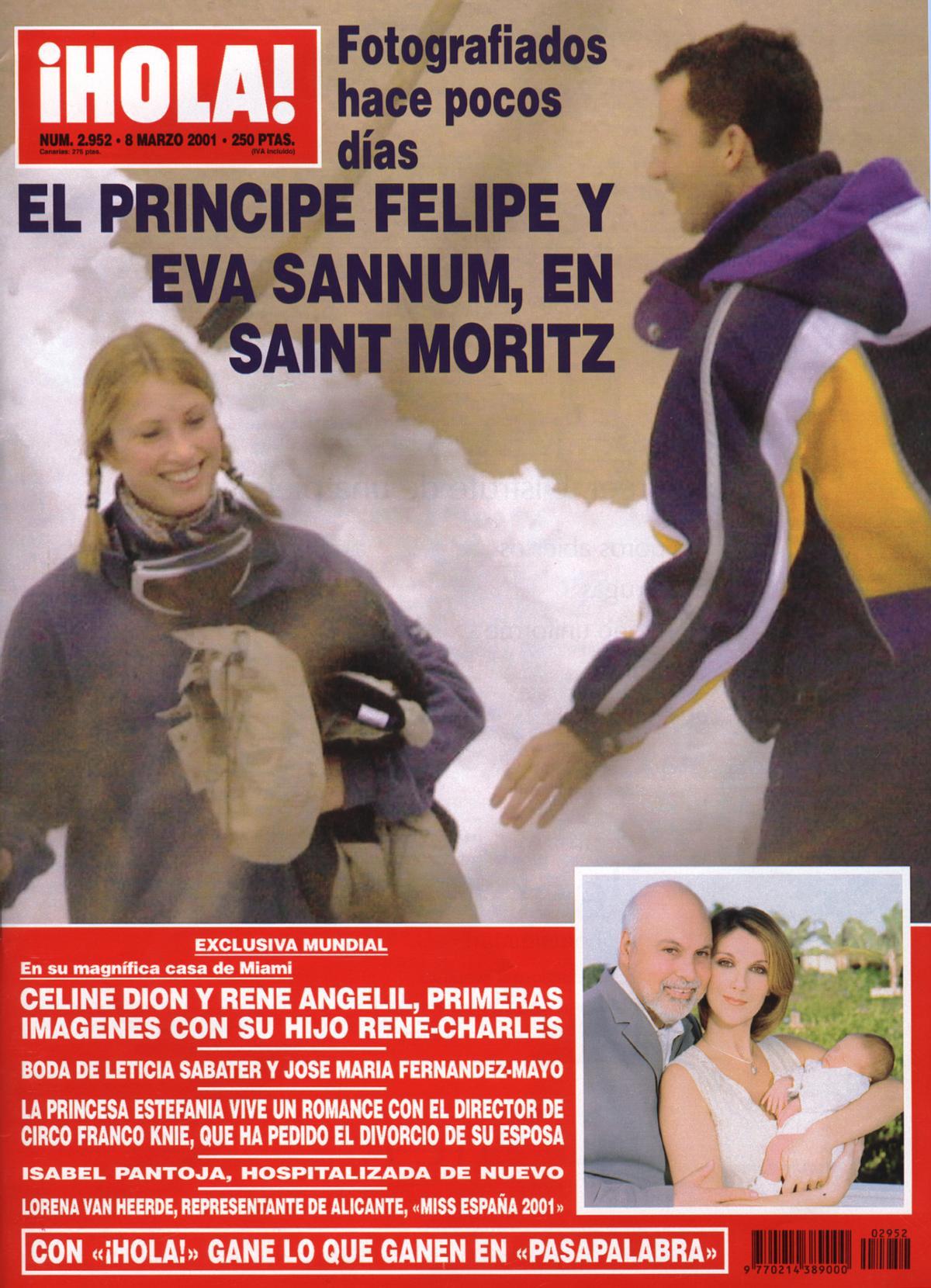Portada de la revista '¡Hola!' en la que aparece el príncipe Felipe y la modelo Eva Sannum en Saint Moritz.