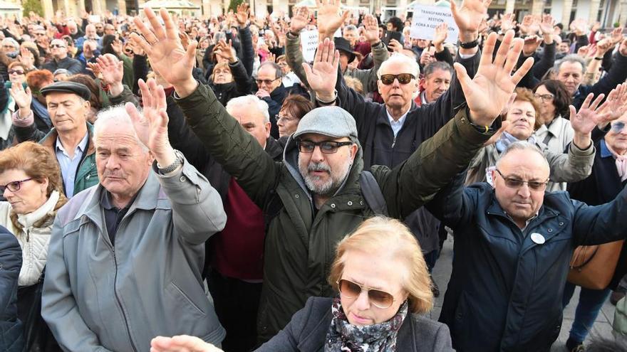 Protesta de pensionistas en María Pita.