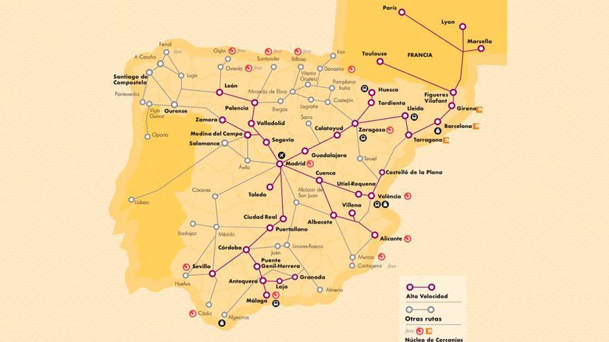 Un mapa de Renfe sitúa a Vigo en Portugal