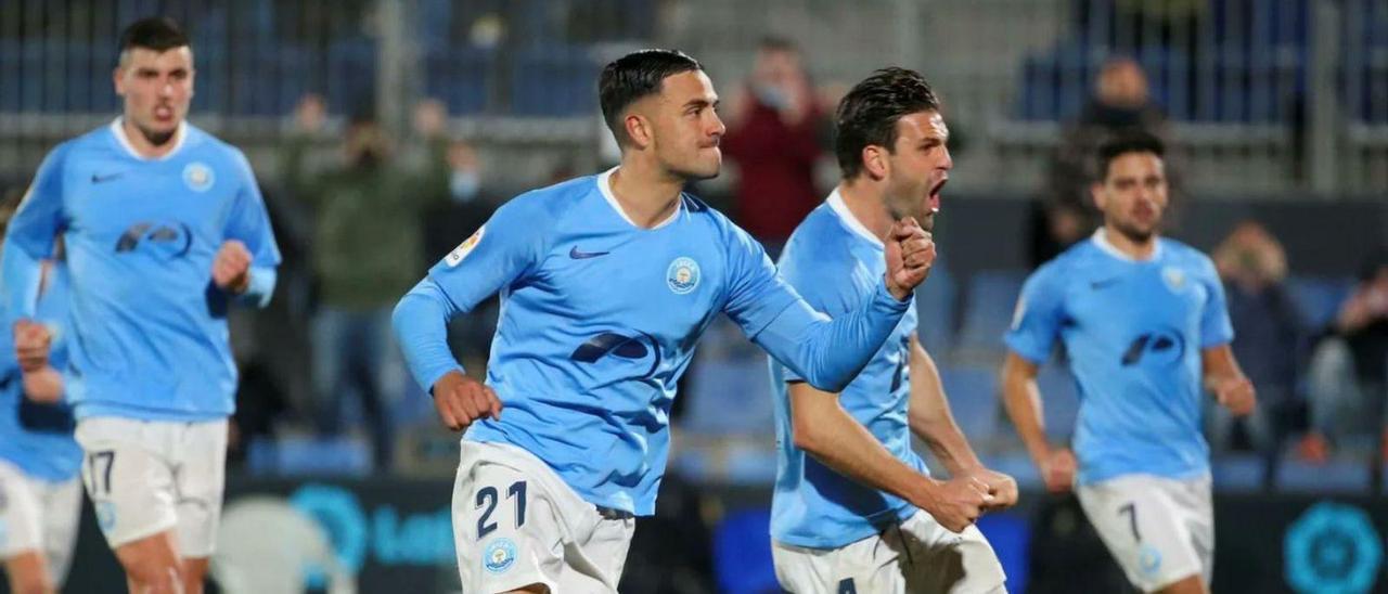 Cristian Herrera, el mejor futbolista de la UD Ibiza, celebra un gol esta temporada. | UD IBIZA