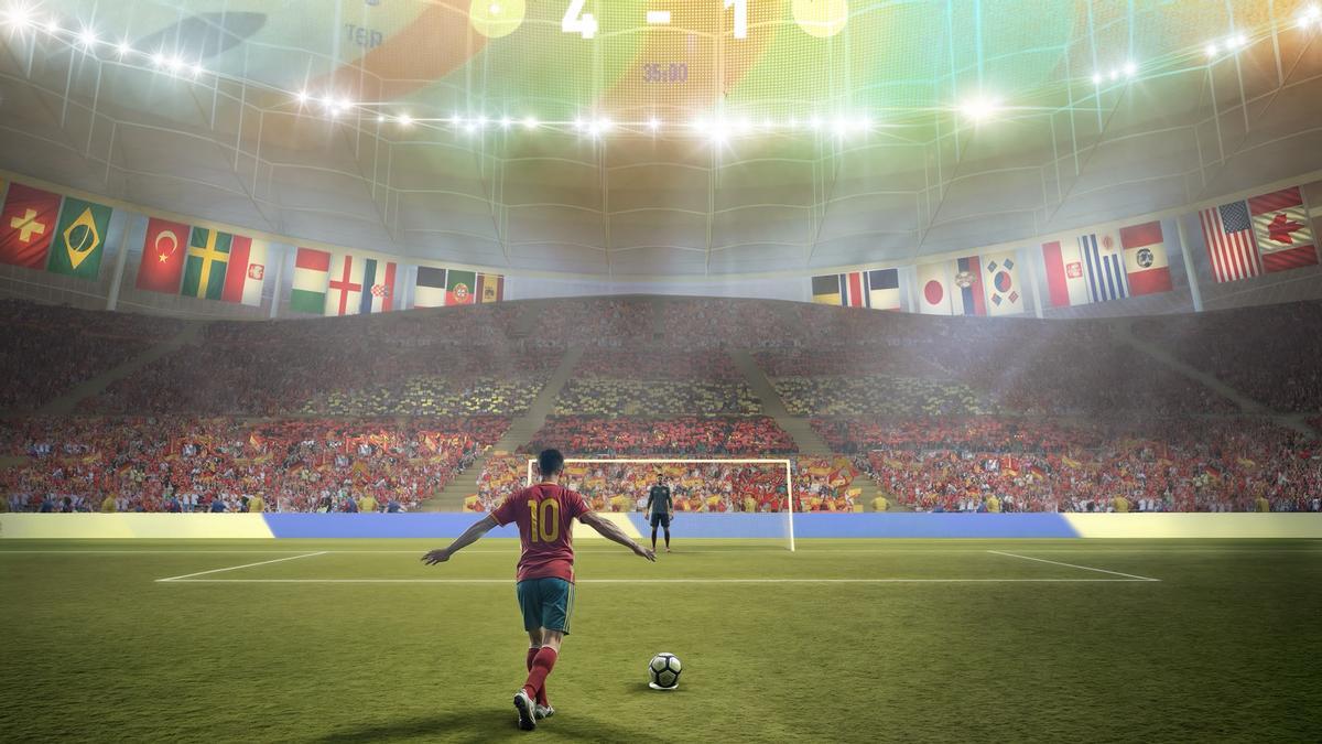 Recreación de un partido de fútbol de un mundial en el Estadio de Gran Canaria.