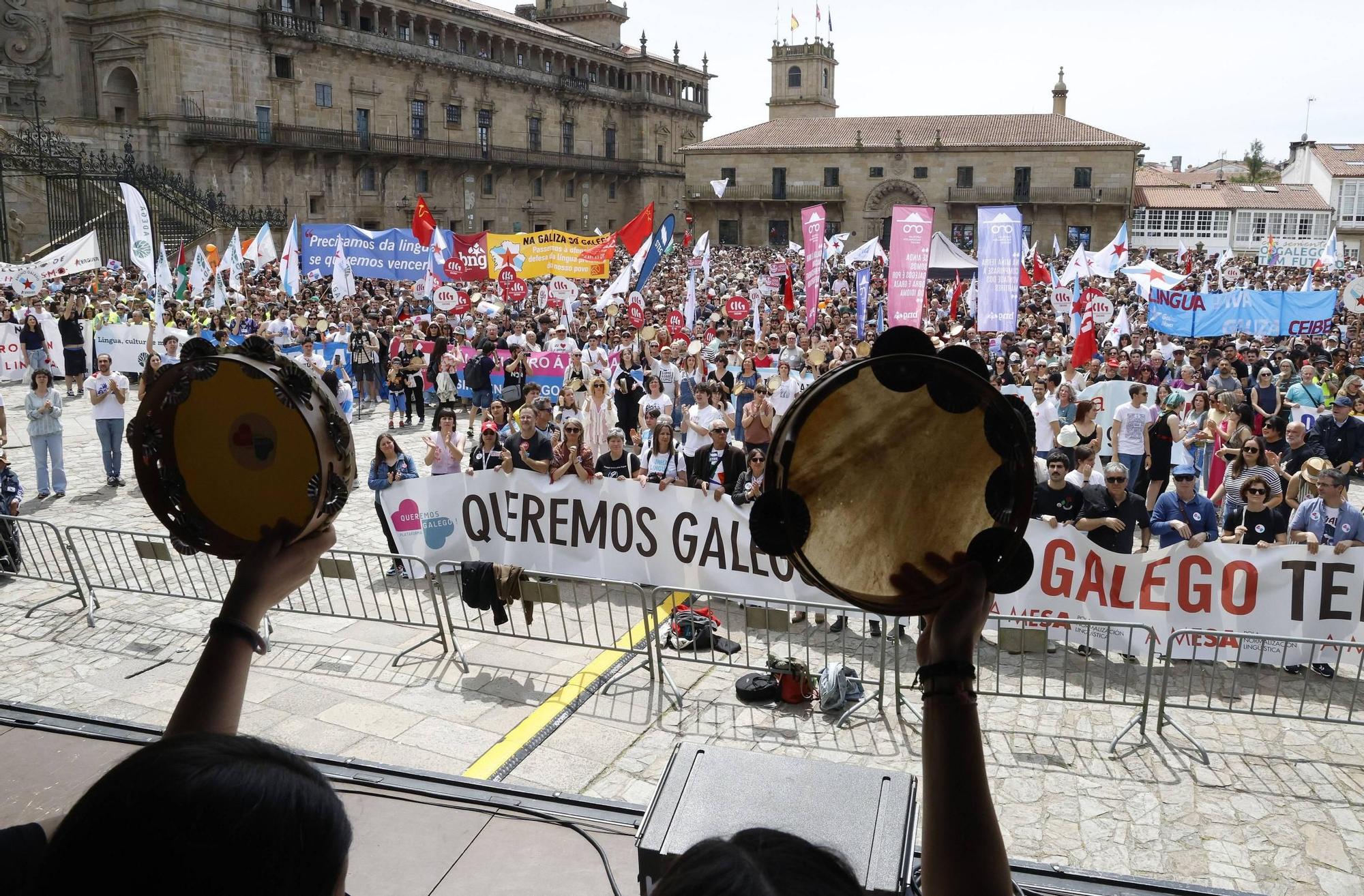 Miles de persoas toman as rúas de Santiago en defensa do galego