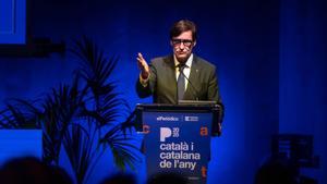 Salvador Illa, durante su discurso. 