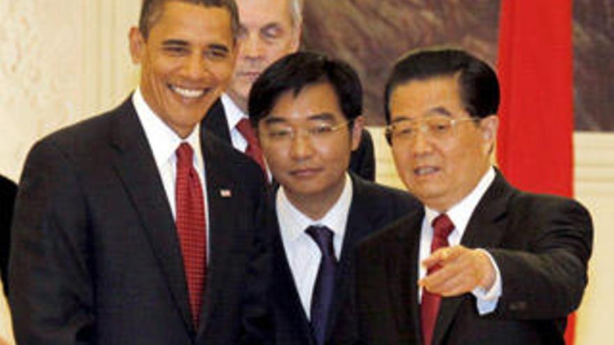 Obama y Hu Jintao durante su cena oficial en China