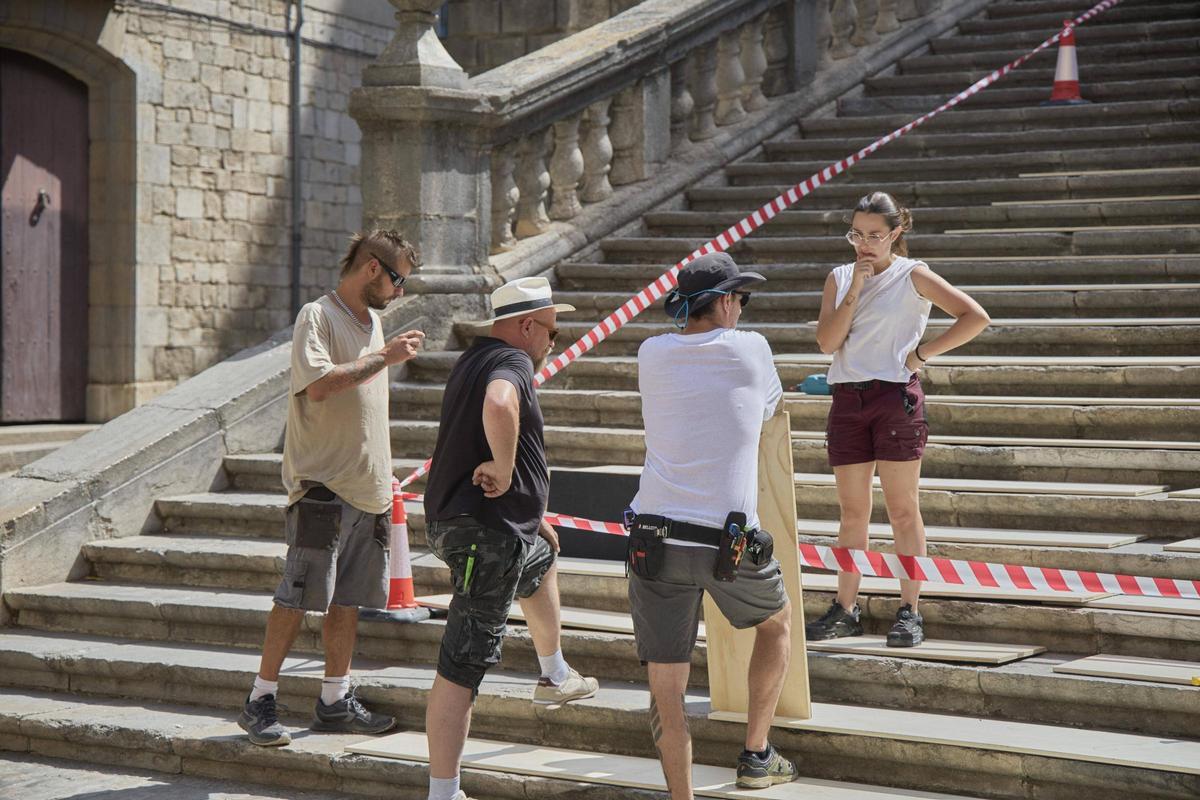 Les imatges dels preparatius per al rodatge d''Enredados' a Girona