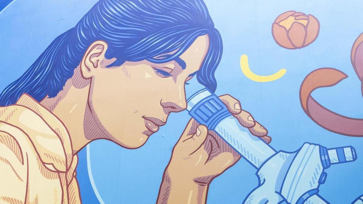 Un mural de Lidia Cao rinde homenaje a las mujeres científicas en Marineda City