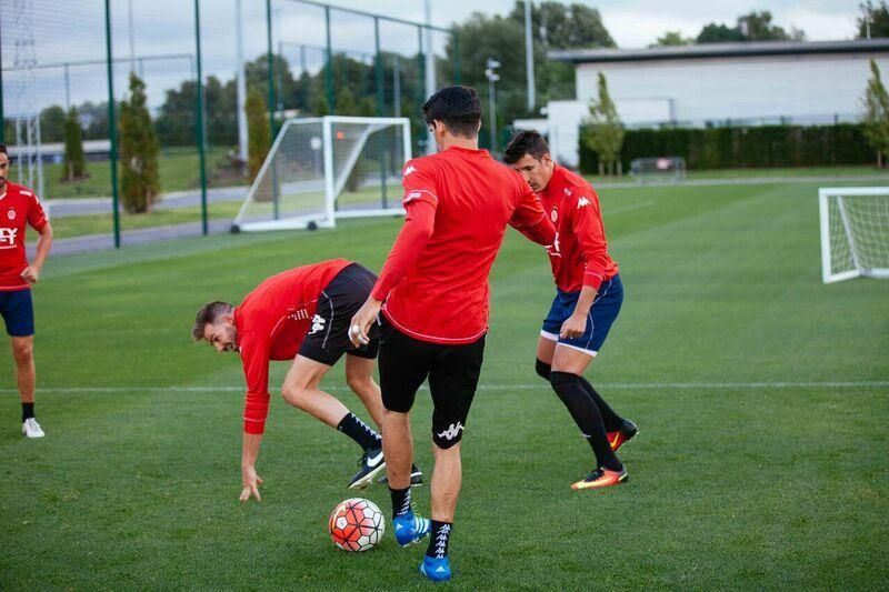 Entrenament del Girona a Manchester