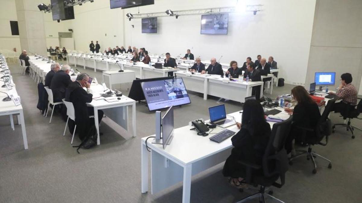 Sala donde se desarrolla el macrojuicio del Alvia, en la Cidade da Cultura de Santiago