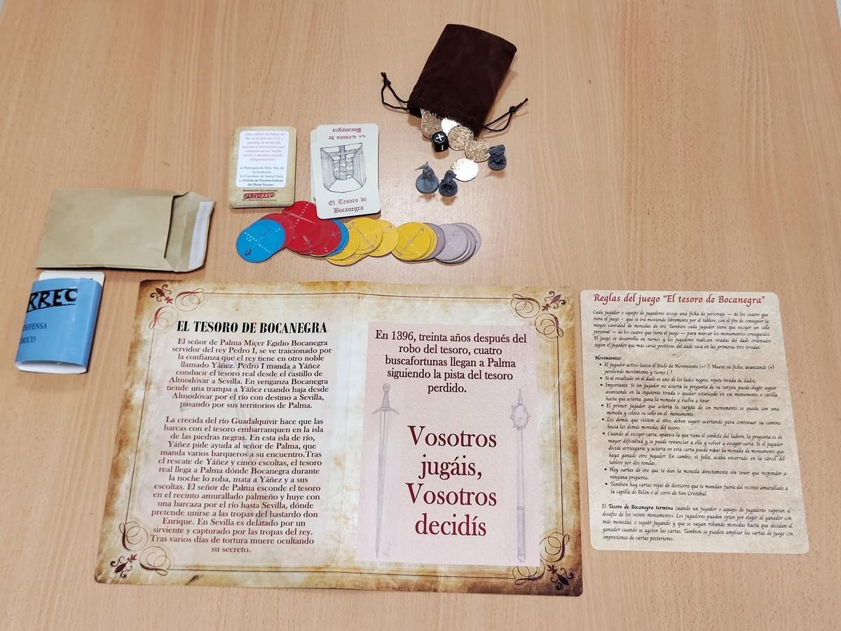 Material del juego de mesa sobre el patrimonio de Palma del Río.