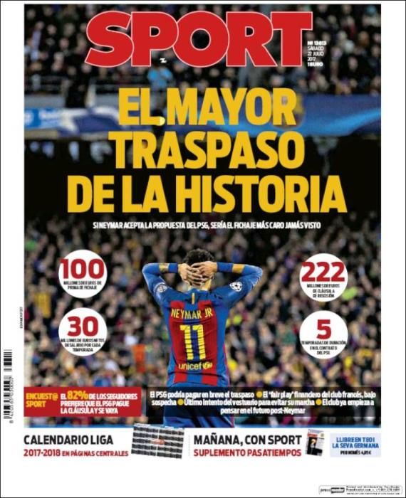 Portadas sábado 22 de julio de 2017