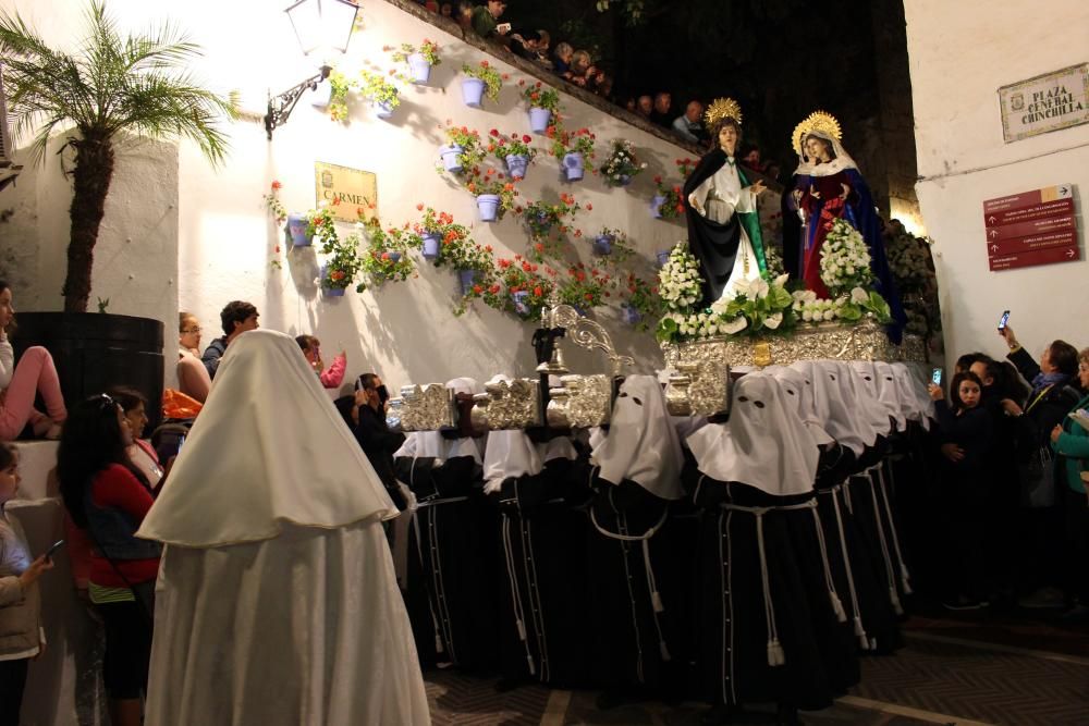 Salida de la cofradía de Santa Marta, el Martes Santo en Marbella.