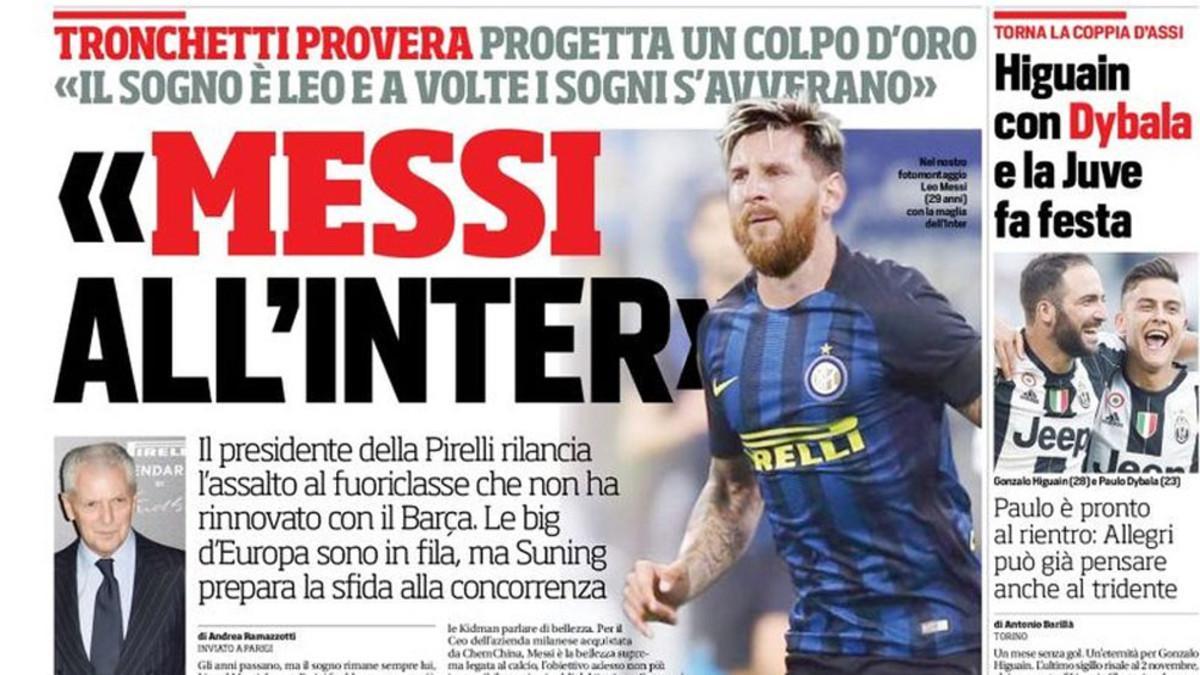 Esta es la portada del 'Corriere dello Sport'