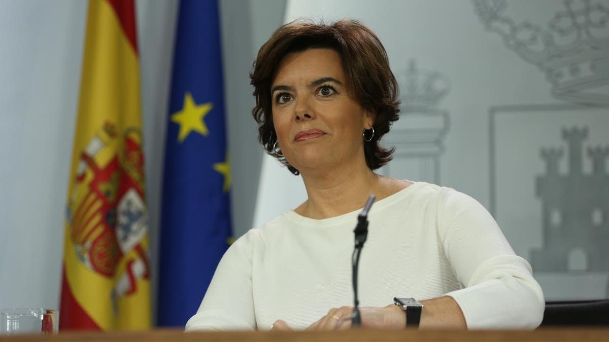 Soraya Sáenz de Santamaría comparece ante la prensa tras el Consejo de Ministros.