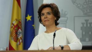 Soraya Sáenz de Santamaría comparece ante la prensa tras el Consejo de Ministros.